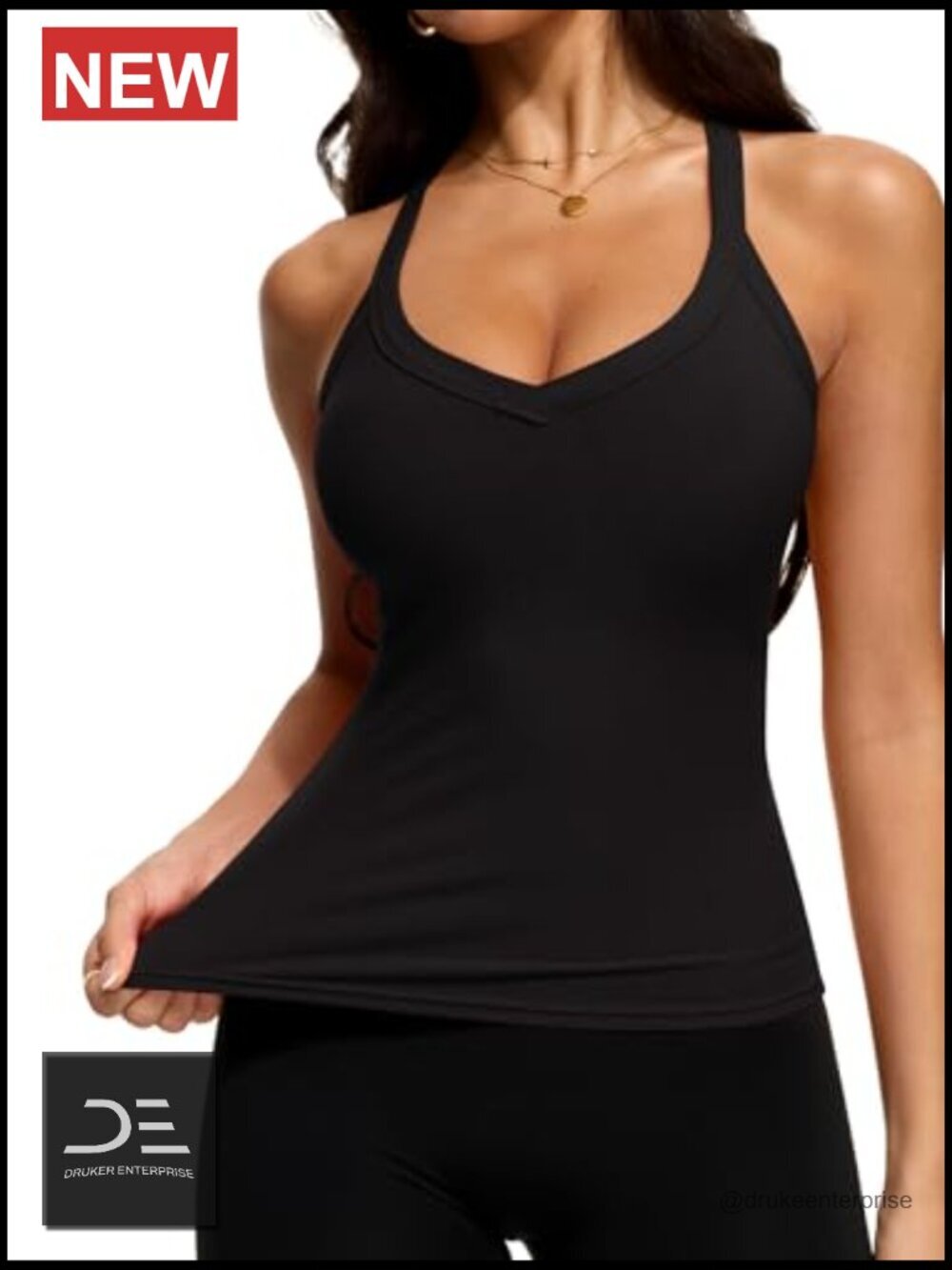 V Neck Racerback Tank Top - Ribbed Modal Spandex - Picture 5 of 6
